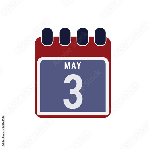 Calendar displaying page of the day 3 (third) of the May - Day 3 of the month. Illustration