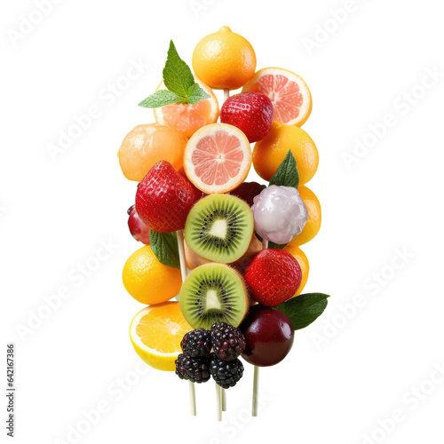 Isolated fruit on a skewer transparent background