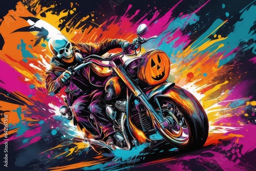 halloween background with pumpkins created with generative AI software.