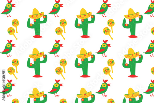 cinco de maio seamless background with cactus