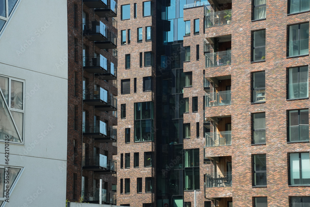 Fototapeta premium Moderne luxuriöse Wohnungen und Apartments im Design Haus in Aarhus in Dänemark
