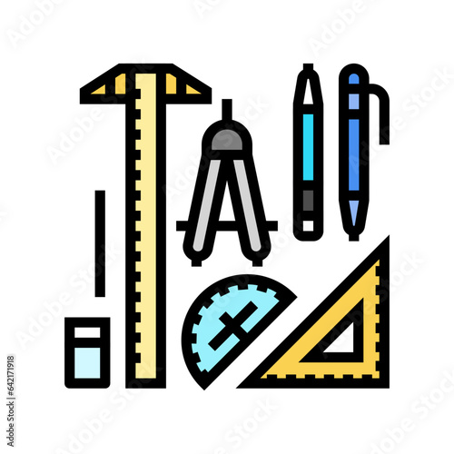 drafting tools architectural drafter color icon vector. drafting tools architectural drafter sign. isolated symbol illustration