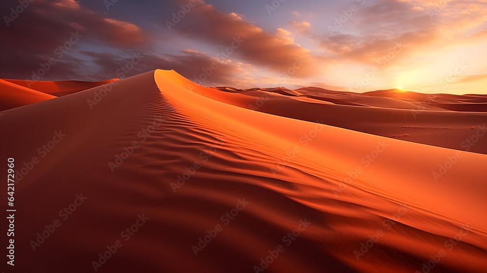 A beautiful sunset over sand dunes