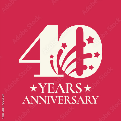40 years anniversary vector icon, logo. Design element with graphic number
