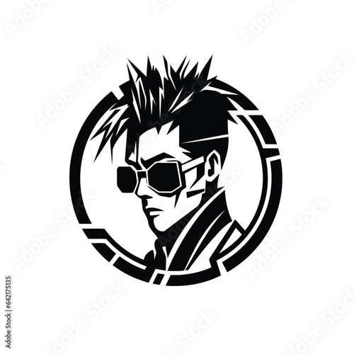 Cyberpunk character icon, a dynamic blend of technology and style.