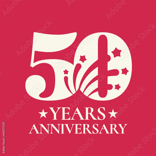50 years anniversary vector icon, logo. Design element with graphic number