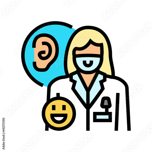 pediatric audiologist doctor color icon vector. pediatric audiologist doctor sign. isolated symbol illustration