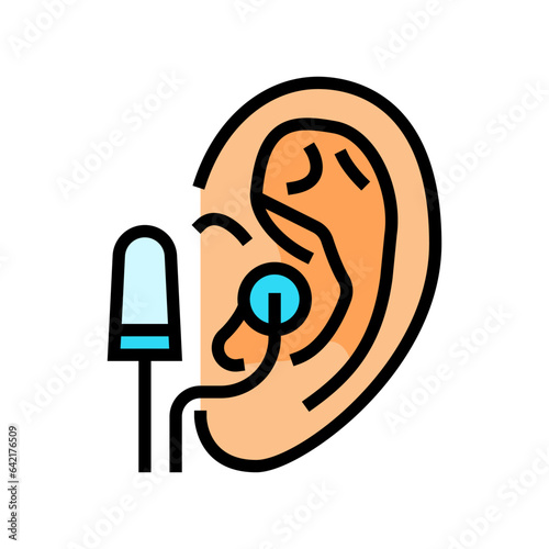 earplug usage audiologist doctor color icon vector. earplug usage audiologist doctor sign. isolated symbol illustration