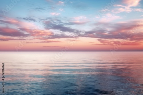 Soft Pastel Seascape: Serene Ocean Twilight. Digital poster. Generative AI.