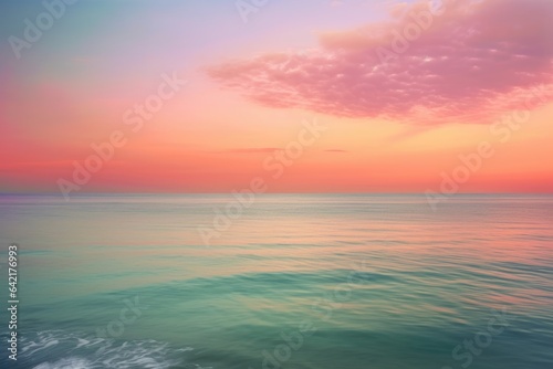 Capturing Twilight  Serene Ocean in Soft Tones. Digital poster. Generative AI.