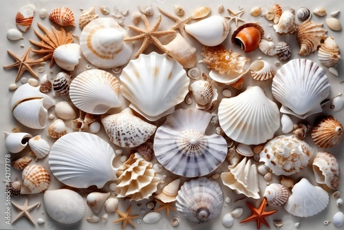 White Seashell Wallpaper, Seashell Background, Seashell Wallpaper, Seashell Beach Background, AI Generative