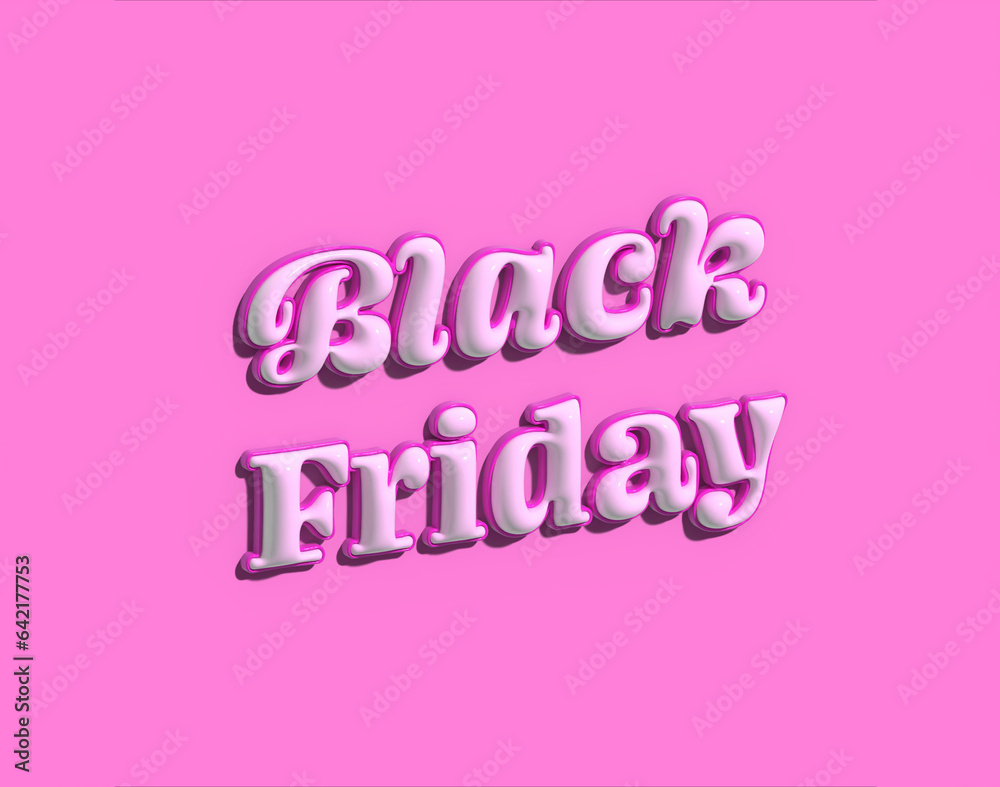 black Friday pink banner. Special offer sale tag in 3d style. Pink and white vector illustration.