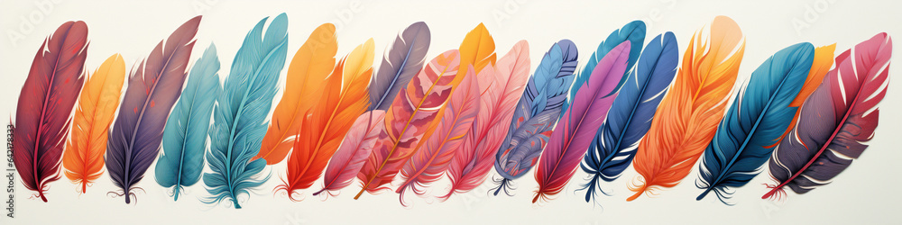 A Risograph Illustration of Exaggerated Feathers of Exotic Birds A Risograph Illustration of Exaggerated Feathers of Exotic Birds