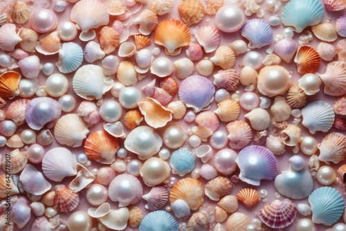Pastel Seashells Wallpaper, Pastel Pearl and Seashell Background, Pearl Background, Seashell Background, AI Generative