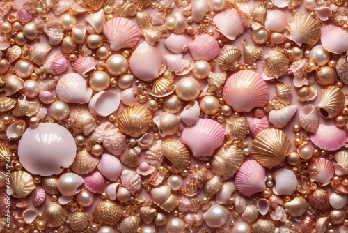 Rose gold Pearl Seashell Background, Pearl Seashell Background, Gold Pearl Background, Pearl Wallpaper, Seashell Wallpaper, AI Generative