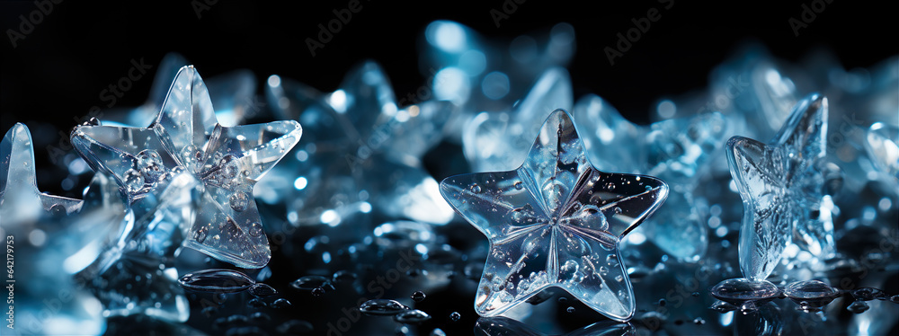 Original background consisting of cold pieces of ice in the form of stars. Generative AI Original background consisting of cold pieces of ice in the form of stars. Generative AI
