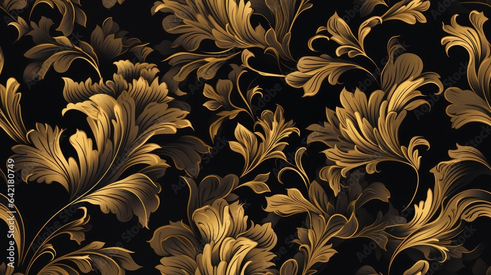 custom made wallpaper toronto digitalDamask seamless pattern for the luxury wallpaper market golden elements on a black background.