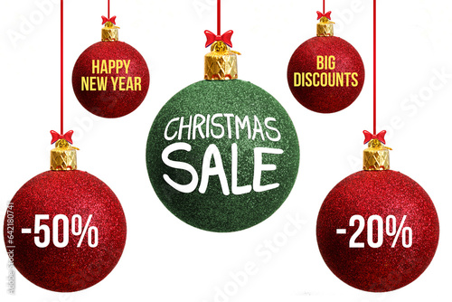 christmas balls with christmas decoration sale banner isolated no background png photo