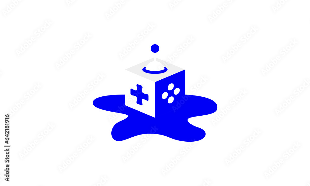 Gaming Logos, depicting a block of ice with a game lever on it as a symbol of an exciting adventure Gaming Logos, depicting a block of ice with a game lever on it as a symbol of an exciting adventure