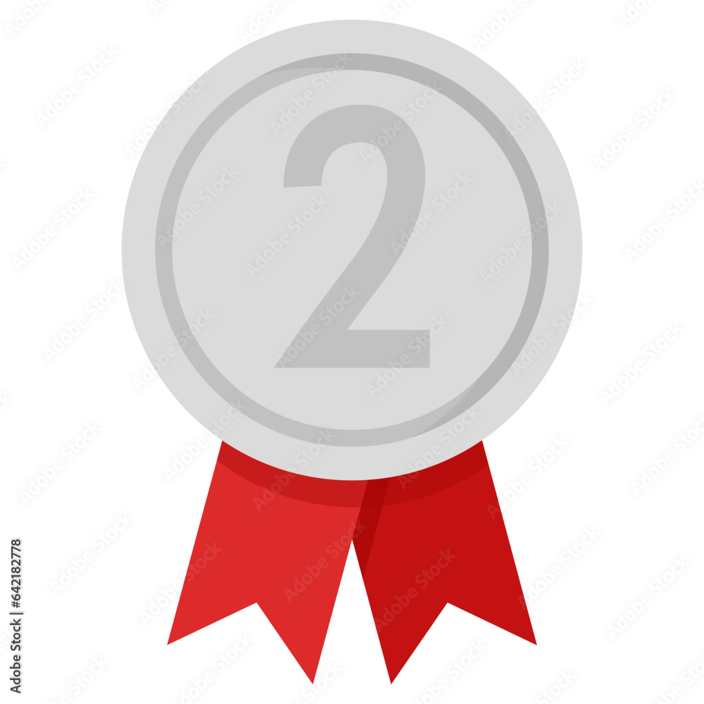 Minimalistic flat silver second place medal Minimalistic flat silver second place medal