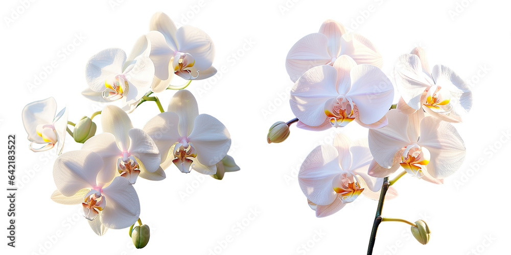 Naklejka premium Blooming white Phalaenopsis amabilis orchid in the garden transparent background
