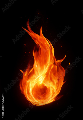 Burning Fire Flame abstract magical energy isolated on black background