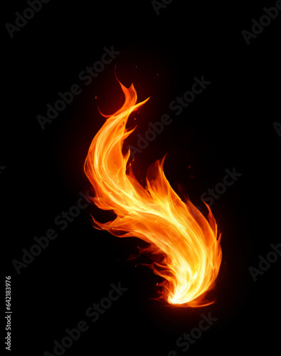 Burning Fire Flame abstract magical energy isolated on black background © Ermelino