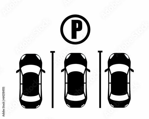 Vector illustration of parked cars in a parking zone Parking concept in flat style.