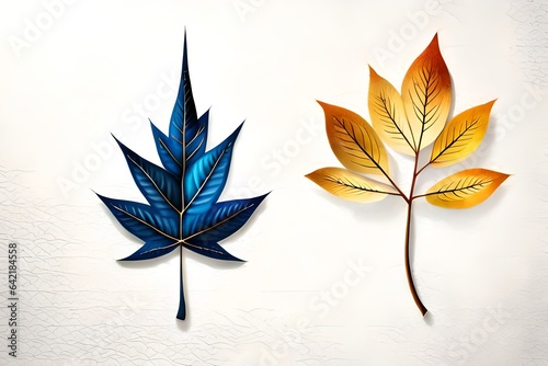 autumn leaves on blue background
