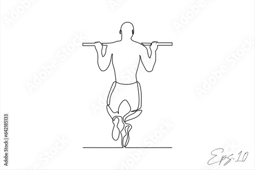 vector illustration continuous line of sports men hanging