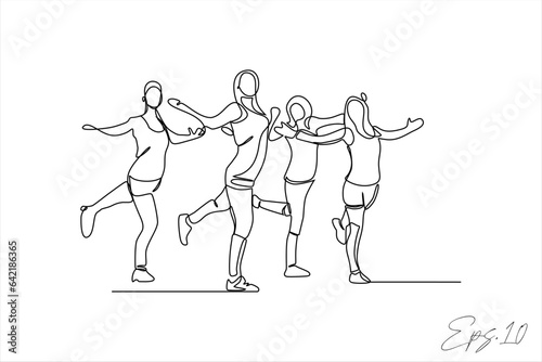 vector illustration continuous line of gymnastic sport woman
