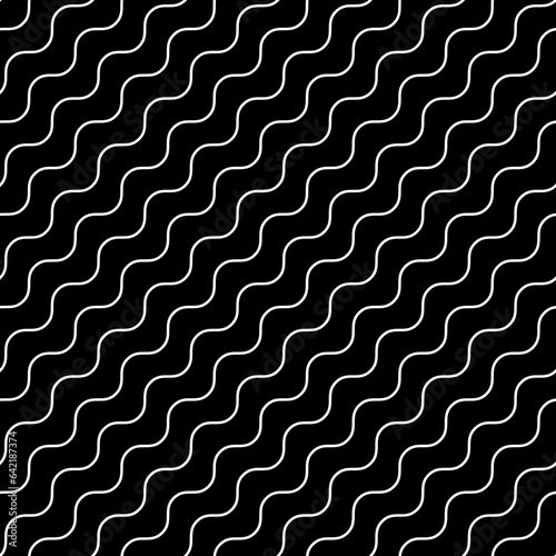 Vector seamless texture. Modern geometric background with thin wavy threads. © alla_ko