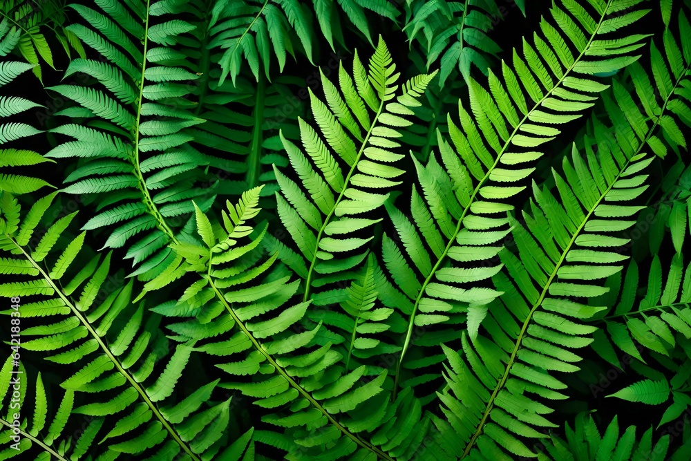 Green fern leaf texture, nature background, tropical leaf 