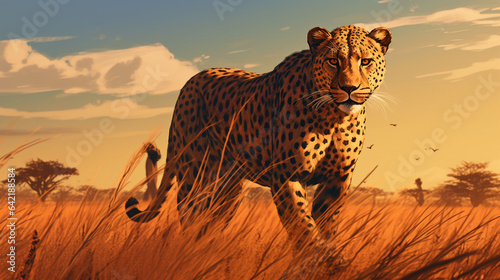 3D rendering of a cheetah in digital art style.