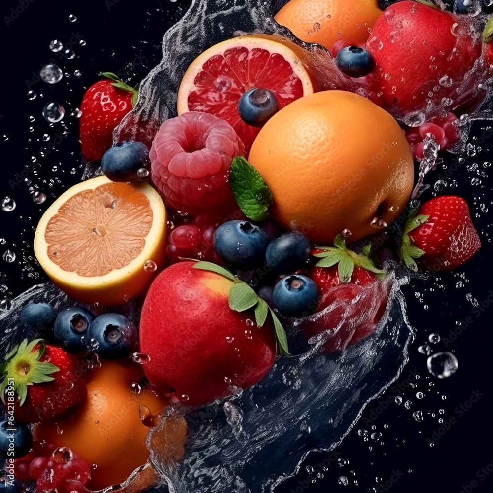 Dive into a refreshing symphony of flavors! 🌊 Our vibrant assortment of fruits in this seamless splash of water is a feast for the senses. Dive into a refreshing symphony of flavors! 🌊 Our vibrant assortment of fruits in this seamless splash of water is a feast for the senses.