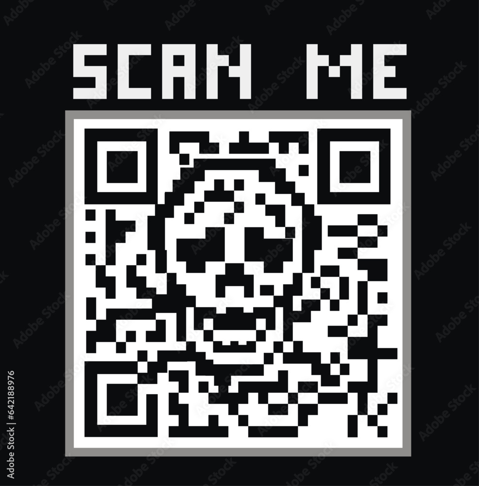 A qr code with a skull on it, vintage design t shirts A qr code with a skull on it, vintage design t shirts