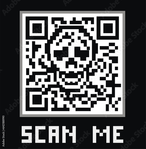 A qr code with a skull on it, vintage design t shirts
