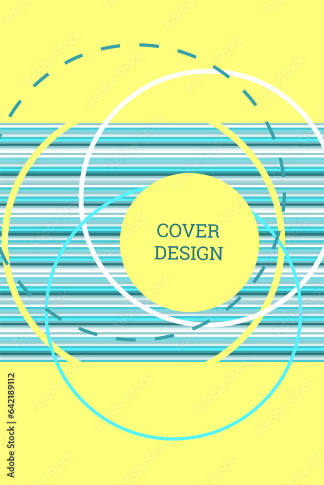 Naklejka premium Cover design in Memphis style. Geometric design, abstract background. Fashionable bright cover, banner, poster, booklet. Creative colors.