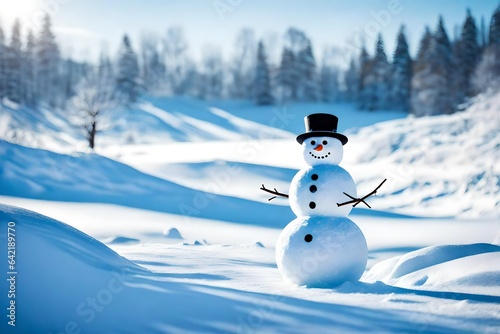 Snowman In Defocused Wintry Landscape  © Mustafa_Art