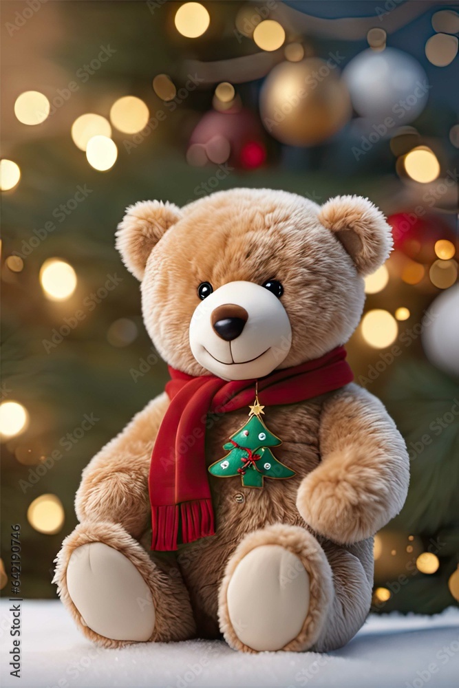 cute plush teddy bear dressed in outfit smiling
