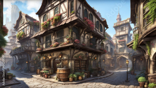 Architectural medieval fantasy old building environment