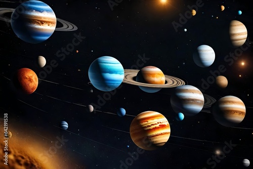 Solar system paper art style background 