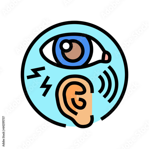 sensitivity light sound disease symptom color icon vector. sensitivity light sound disease symptom sign. isolated symbol illustration
