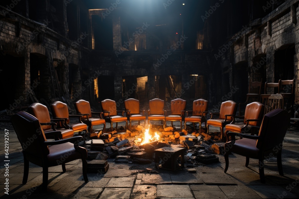 Naklejka premium Circle of men shares stories, bond and support., generative IA