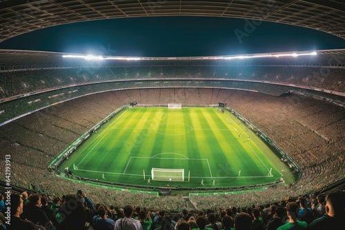 Crowded, vibrant and exciting soccer stadium., generative IA