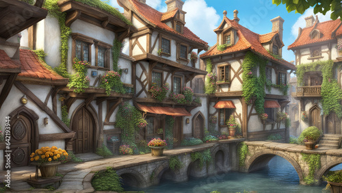 Architectural medieval fantasy old building environment