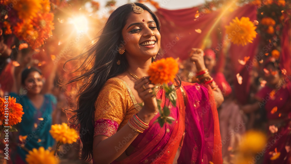 Beautiful Indian girl dancing portrait
