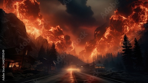 raging wildfire in the heart of the mountains.