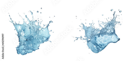 Blue toned water splashing transparent background