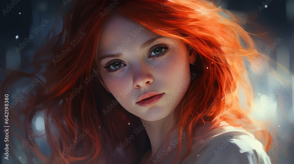 girl with red hair.